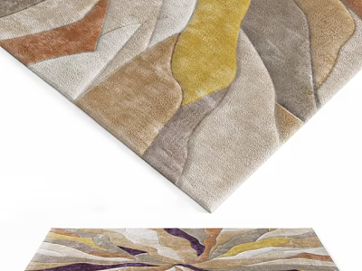 Square Rug With Abstract Wavy Pattern And Multicolor Soft Plush Texture 3d model