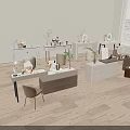 Modern Stylish Dressing Tables With Mirrors Drawers And Green Plants In Showroom