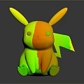 Pikachu Yellow Game Character With Black Tipped Ears Red Cheeks Sitting On Reflective Surface