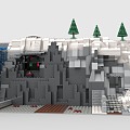 LEGO toy blocks snow mountain tunnel snow mountain cliff scene 3d model