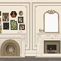 Ornate Double Fireplaces With Carved Design Mirror Framed Art And Burning Fire In Classic Interior