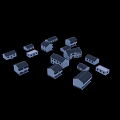 Multiple Traditional Ancient Chinese Architecture Models Featuring White Walls Gray Tiled Roofs Various Styles