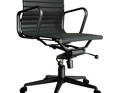 Ergonomic Black Office Chair With Adjustable Height Armrests And Rolling Casters 3d model