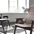 Elegant Room with Musical Instruments Art Supplies Grand Piano Wicker Chairs and Geometric Floor