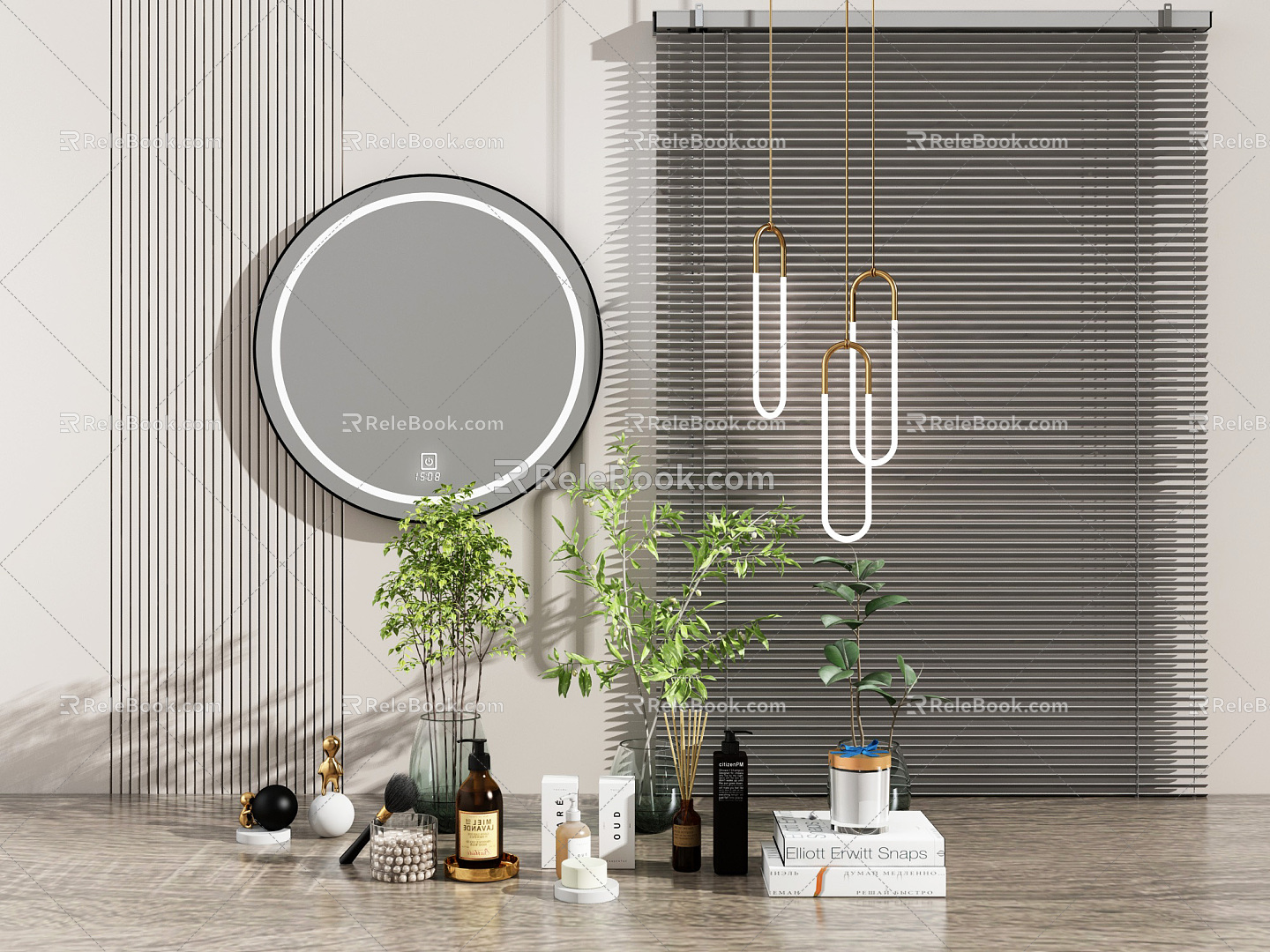 Modern toiletries bathroom green plant cosmetics toiletries venetian blinds combination model