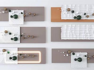 Modern Wall Decor With Colorful Panels Textured Patterns And Decorative Spheres 3d model