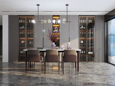 Modern Restaurant Dining Table Wine Cabinet Combination model