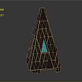 Cartoon Scene With Brown Pyramid Structure Geometric Lines Blue Triangle And Small Blue Square