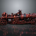 Vintage Copper Steam Train Model with Intricate Gears Metallic Wheels on Reflective Surface