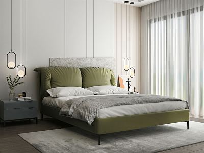 Modern Background Double Bed Simple Bed 3d model