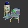 Medical Monitoring Equipment With Display Screen And Hospital Bed Blue Mattress Patient Mannequin