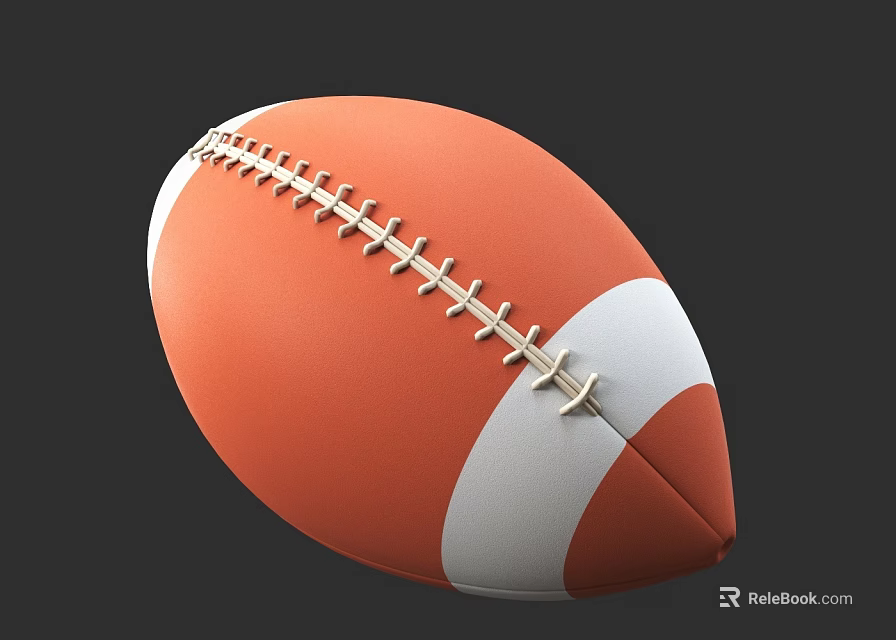 Orange And White Stitched Oval Rugby Ball For Daily Sports Activities As Living Essential 3d model 