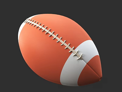 Orange And White Stitched Oval Rugby Ball For Daily Sports Activities As Living Essential 3d model
