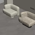 Modern Wabi Sabi Style Beige Single Sofa With Black Patterned Upholstery 3d model