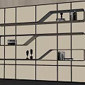 Minimalist Modern Beige Bookshelf With Open Layered Design And Decorative Ornaments