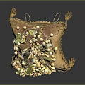 Elegant Decorative Box With Beige Surface And Floral Leaf Tassel Accents