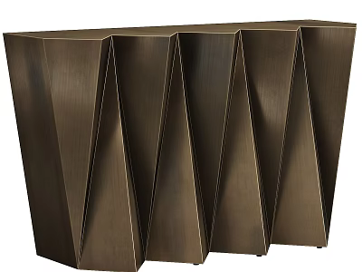 Modern Geometric Bronze Metal Console Side Cabinet With Folded Design 3d model