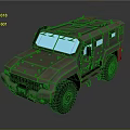 Rugged Military Vehicle With Military Green Exterior Large Tires And Blue Windows