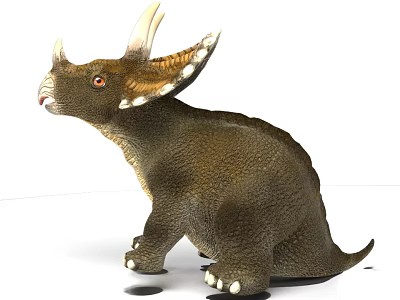 Triceratops Reptile Standing With Three Horns Frill Brown Textured Skin White Horn Tips Claws 3d model