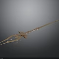 Shiny Metal Trident Weapon Design With Ornamental Head And Long Handle