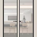 Modern Hinged Door Interior Design With Ribbed And Frosted Glass Black Frame