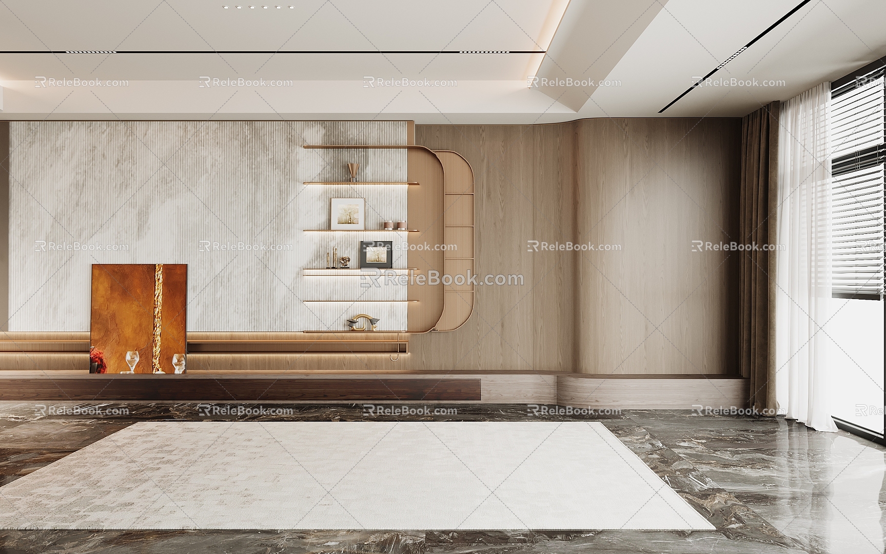 Light Luxury Decorative Cabinet 3d model