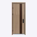 Modern Security Doors With Three Different Wooden Panel Designs And Vertical Stripes 3d model