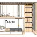 Modern Wooden Bunk Bed Design With Storage Drawers Ladder And Dream Sign