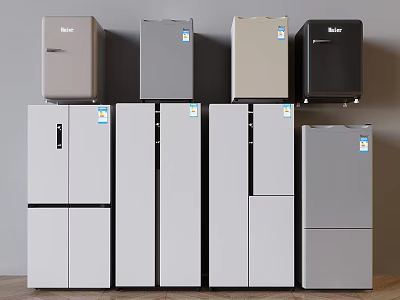Refrigerators and Freezers with Modern Sleek Design Various Styles and Neutral Colors 3d model