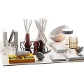 Modern Minimalist Decorative Ornament Set With Ceramic Vases Metal Candle Holders And Books