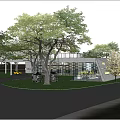 Modern Storefront Architectural Design With Concrete Facade Glass Elements And Landscaping