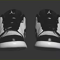Stylish High Top Black And White Sneakers Featuring Classic Design Elements 3d model
