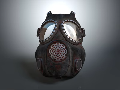 Vintage Gas Mask Fashion Accessory With Round Lenses Dark Worn Texture And Breathing Filter Design 3d model