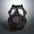 Vintage Gas Mask Fashion Accessory With Round Lenses Dark Worn Texture And Breathing Filter Design