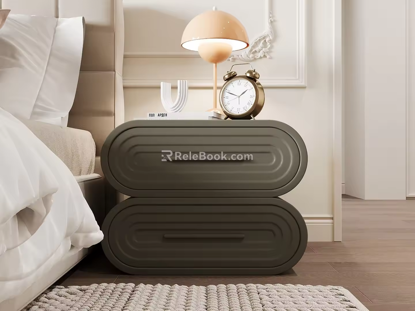French Nightstand Table Lamp Clock 3d model