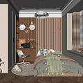 Cozy Kids Room With Cloud Lamp Desk Plush Deer And Soft Bedding