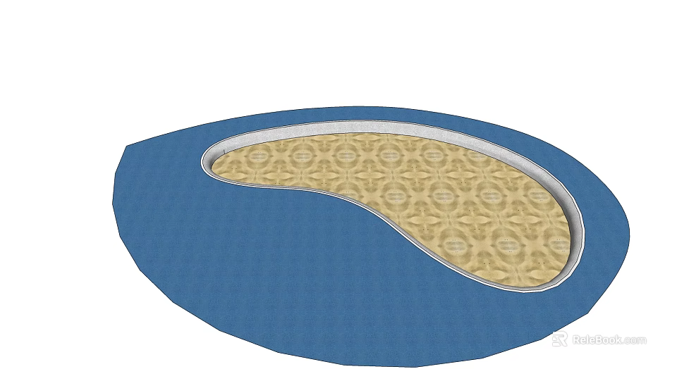 Blue Circular Playground Equipment Mat With Patterned Design For Kids Play Area 3d model 