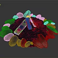 Natural Stone Formation With Red Lava Like Center And Surrounding Rocks