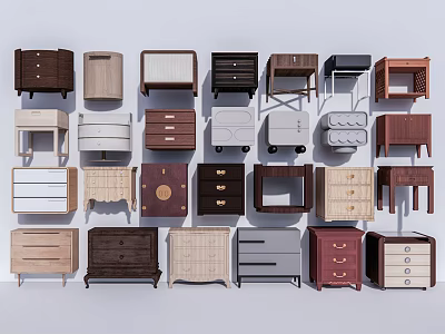 Stylish Bedside Tables In Various Designs Materials And Colors For Bedroom 3d model