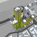 Modern High Rise Urban Towers With Layered Balcony Design And Adjacent Low Rise Structures