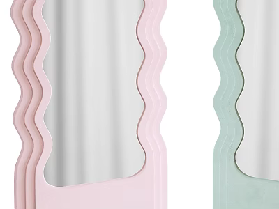 Decorative Mirrors With Wavy Frames In Pink And Light Green Colors 3d model