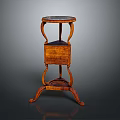 Traditional Wooden Tiered Garden Accent Stand with Curved Legs and Round Top