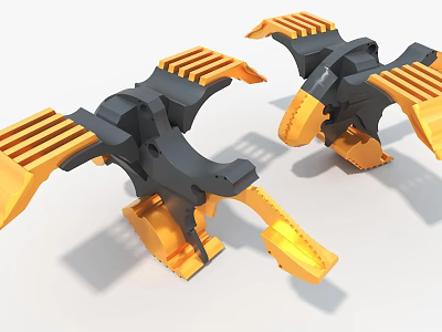 Mechanical Eagle Shaped Art Installation With Black And Yellow Wing And Claw Details 3d model