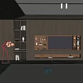 Modern TV background cabinet TV background wall 3d model