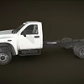 White Chassis Truck With Single Cab Design And Exposed Frame Wheels
