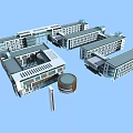 Modern School Buildings Complex With Connected Teaching Wings And Circular Structure