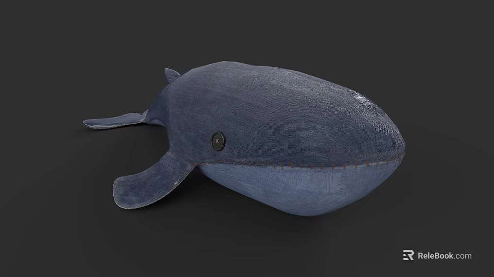 Soft Blue Plush Whale Toy With Stuffed Body And Tail Design 3d model 
