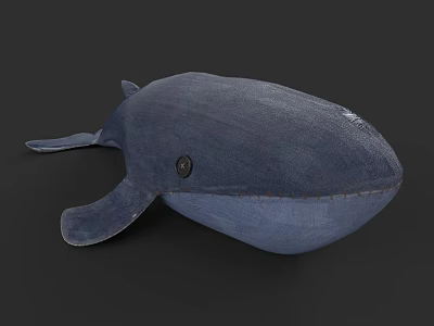 Soft Blue Plush Whale Toy With Stuffed Body And Tail Design 3d model