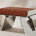 Poliform Modern Stools With Wooden Frame Grey Seat And Metal Frame Red Leather Seat Green Plant