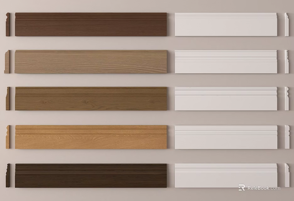 Decorative Lines In Multiple Wooden Tones And White For Interior Trim 3d model 